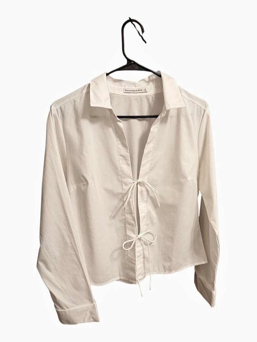 Nanushka Cropped Tie-Front Shirt in White Like New